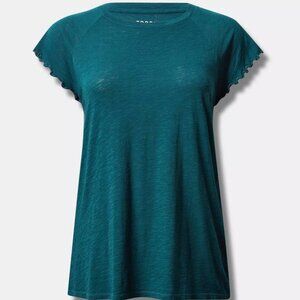 Torrid Cotton Modal Slub Crew Neck Flutter Sleeve Tee